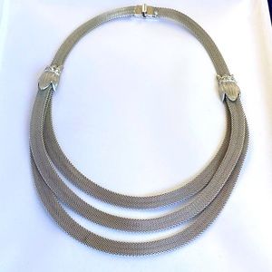 Vintage runway Silver Tone Multirow Necklace by Napier